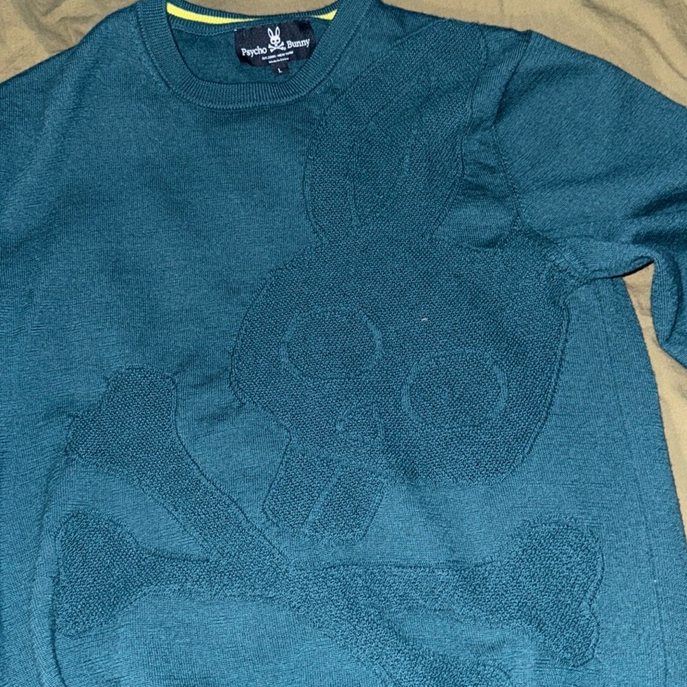 Psycho Bunny Size L Green Crewneck Sweater